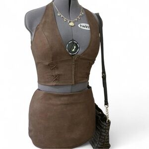 Brown Halter Top and Skirt Set